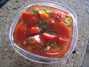 Mom’s Italian Tomato Salad…With Basil, Garlic, and Peppers