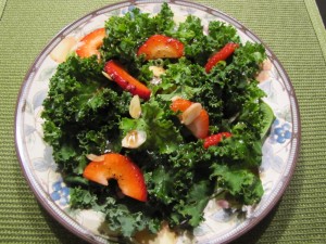 Strawberry Kale Salad with Sliced Almonds…So Healthy and Good!