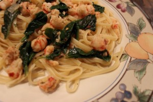 Pasta Langostino Scampi with Spinach