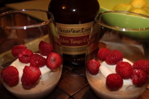 The Golden Tango Cream with Ice Cream and Raspberry Dessert