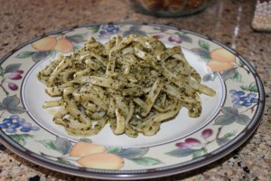 Homemade Fettuccine with Italian Basil Pesto