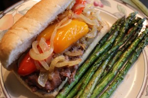 Grilled Steak Sandwiches with Sweet Peppers and Onions