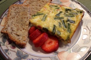 Ham, Asparagus, and Goat Cheese Frittata with Sun-Dried Tomatoes