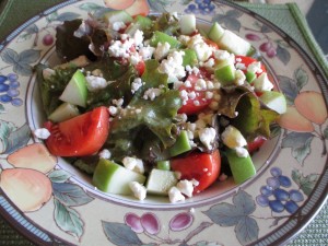 Red Lettuce Salad with Apple, Goat Cheese, and Honey Mustard Vinaigrette