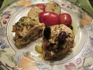 Greek Style Chicken with Spinach, Artichoke, and Feta
